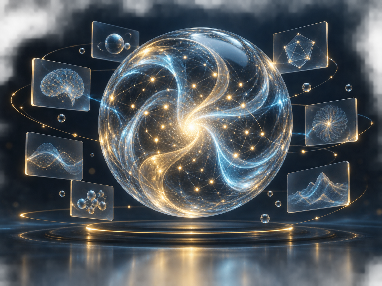 Representação conceitual de inteligência artificial conectando conhecimento e aprendizado